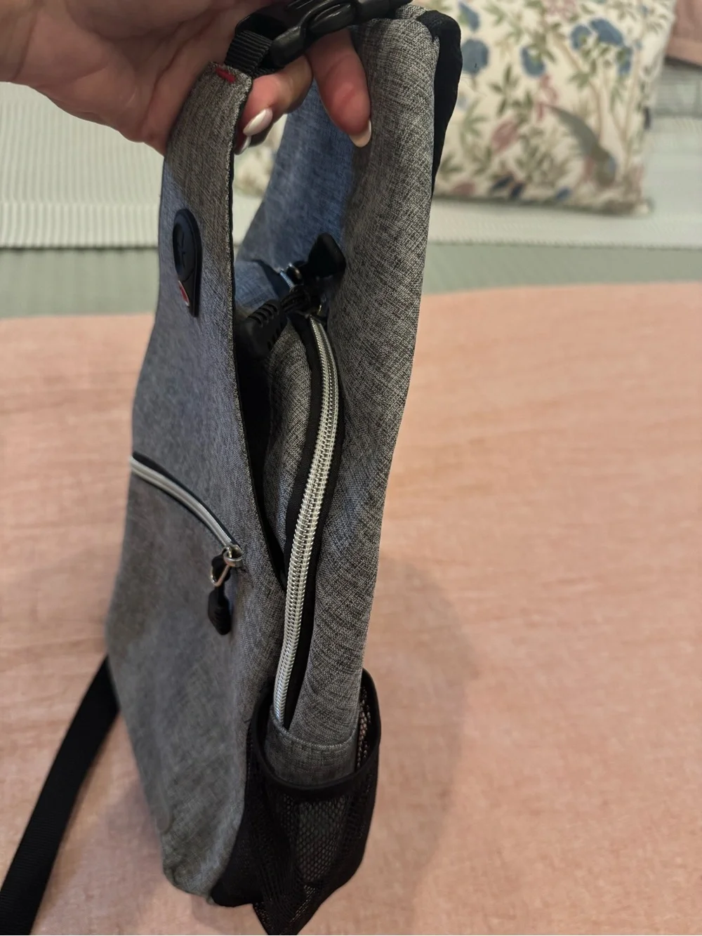 Men's Grey Sling Backpack - Compact Crossbody Daypack